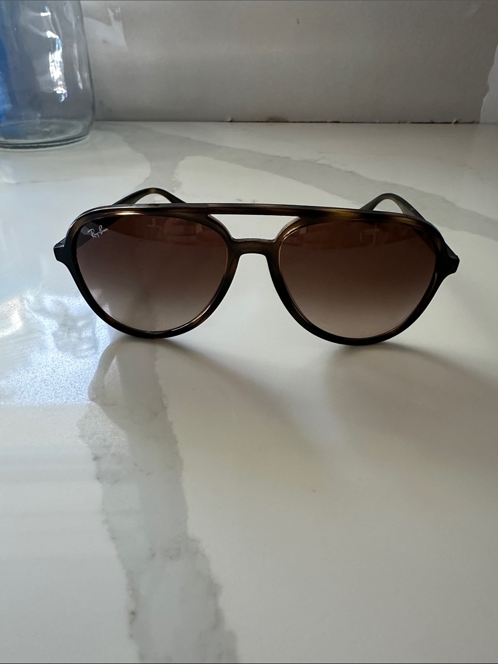 Ray-Ban Brown Gradient Round Aviator Sunglasses